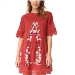 Free People Perfectly Victorian Red Babydoll Mini Dress